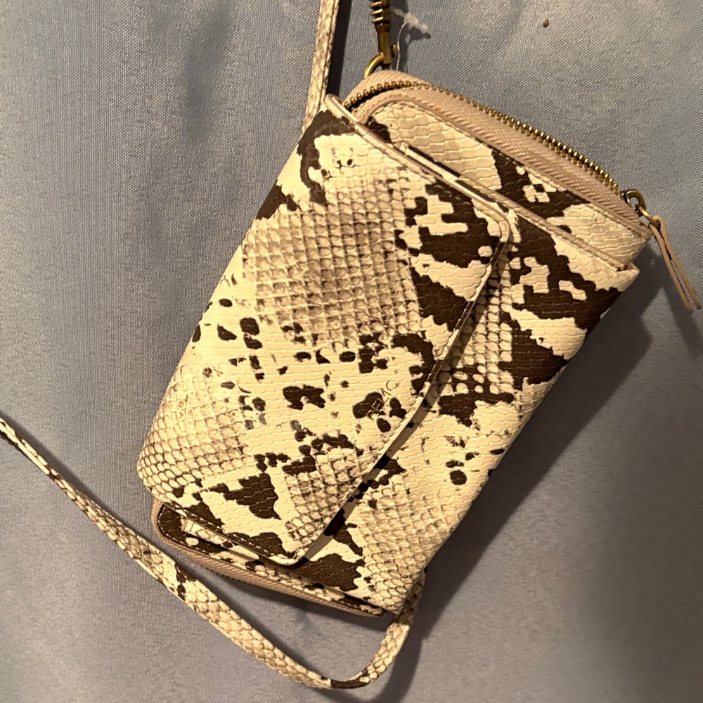 Relic Black and Cream Snake Print Crossbody Bag